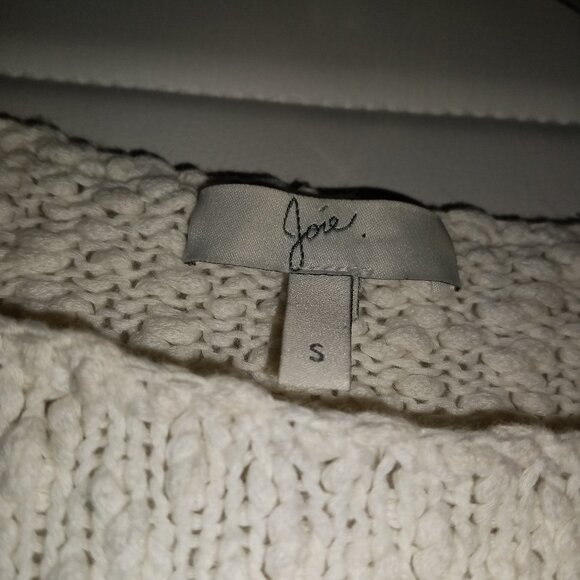 Joie Fringe Trim Boucle Crewneck Cotton Sweater sz S - Picture 9 of 9